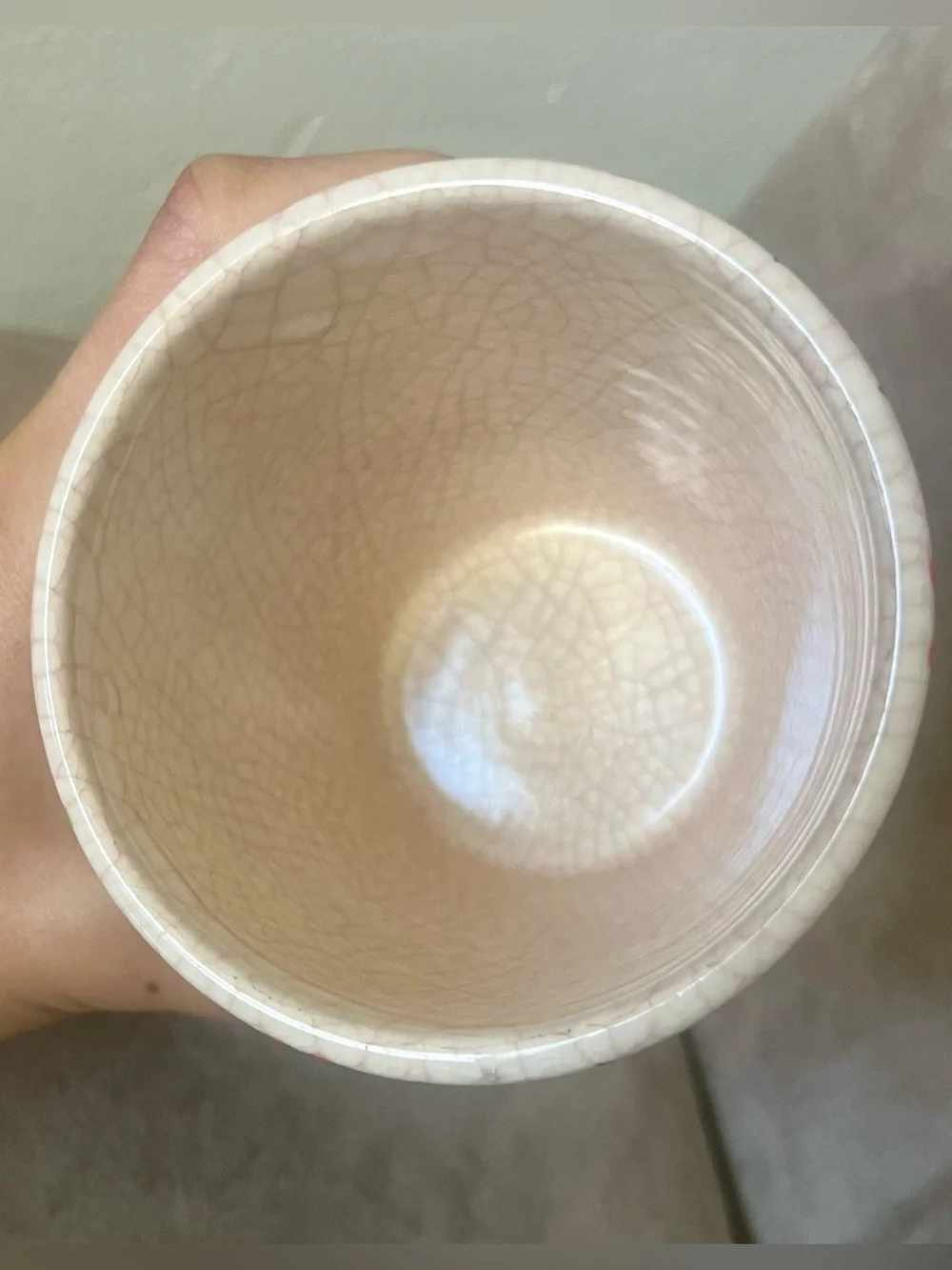 Vintage Japanese Yunomi Tea Cup Signed Maple Crackle Glaze